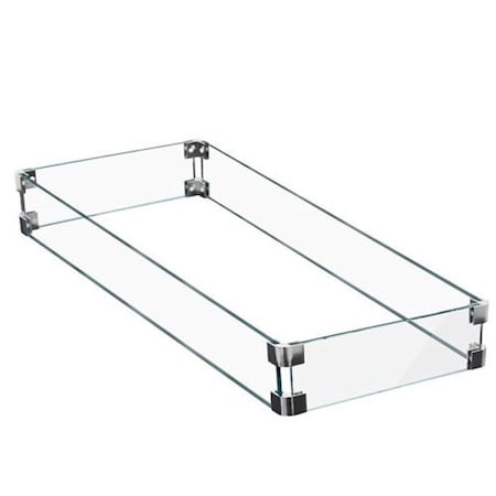 Gardencontrol Rectangular Glass Wind Screen for Fire Pits GA1690875